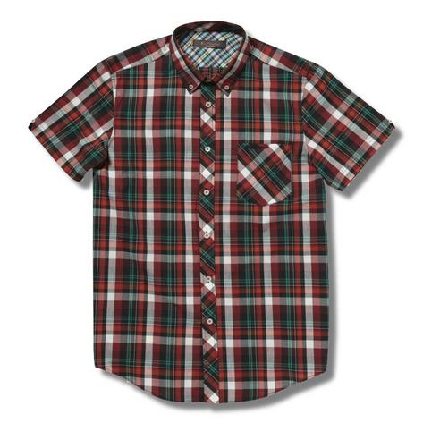 Ben Sherman Union Fit Mod S/S Button Down Check Shirt Red Preview